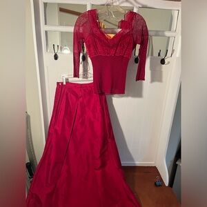 Fun prom 2piece top/taffeta skirt Fuscia Small